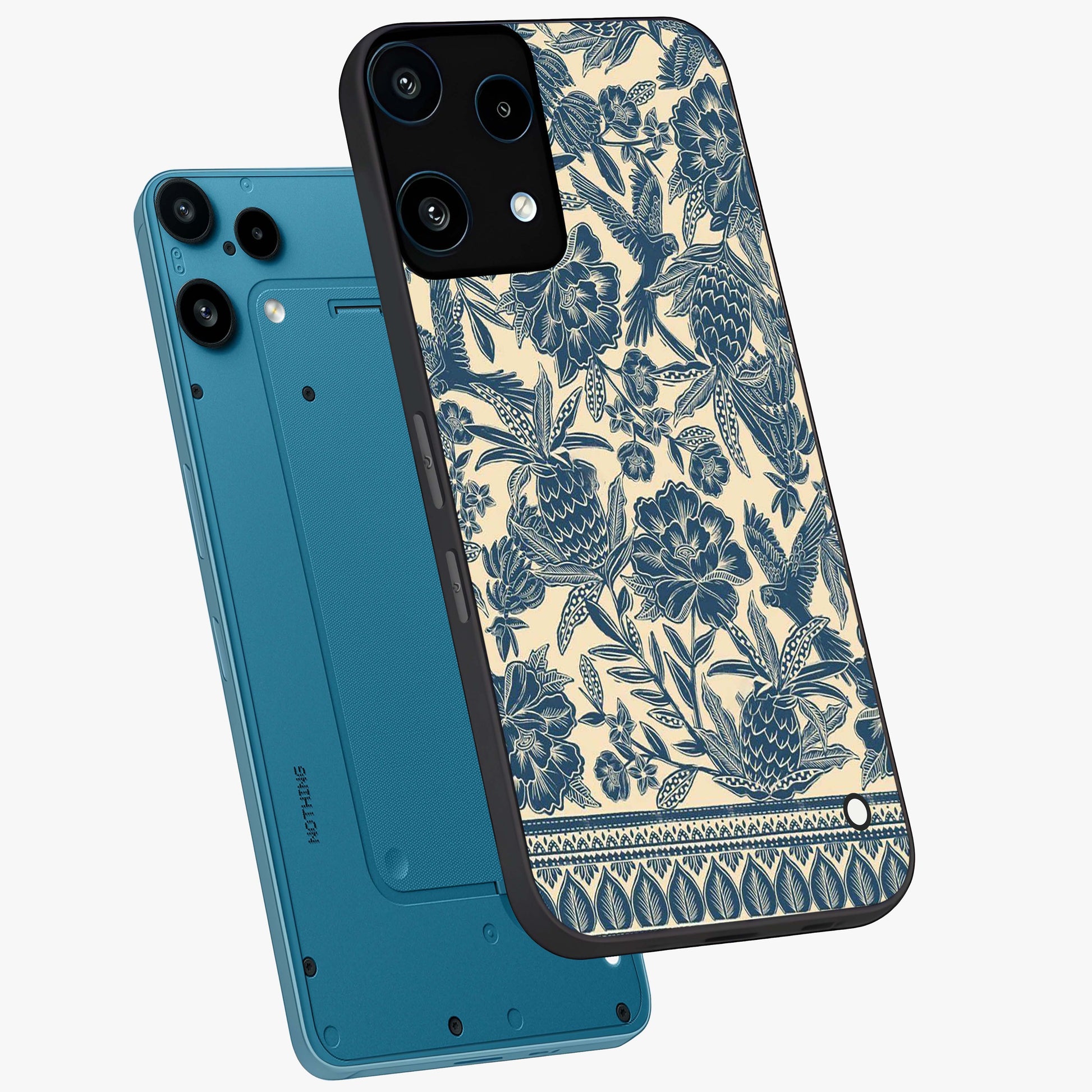 Heirloom Wild Bloom Glass Case displayed in angled mockup highlighting botanical bloom design with classic aesthetic style.