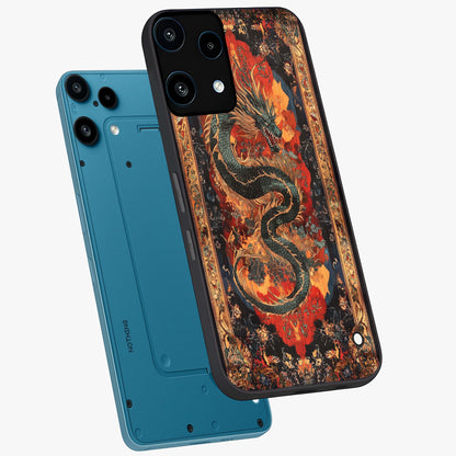 Inferno Dragon Soul Glass Case displayed in angled mockup highlighting powerful dragon illustration with inferno aesthetic.