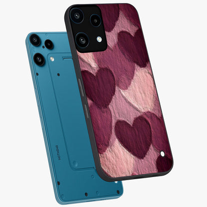 Layered Paper Hearts Glass Case displayed in angled mockup highlighting creative paper craft heart design with romantic aesthetic.