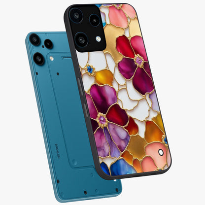 Marble Flower Pattern Glass Case displayed in angled mockup highlighting elegant marble floral design with modern aesthetic.