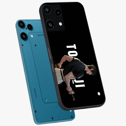Midnight Blade Resolve Glass Case displayed in angled mockup highlighting powerful blade illustration with dramatic dark aesthetic.