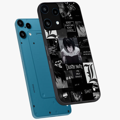 Midnight Chaos Mind Glass Case displayed in angled mockup highlighting chaotic artistic design with dramatic midnight aesthetic.