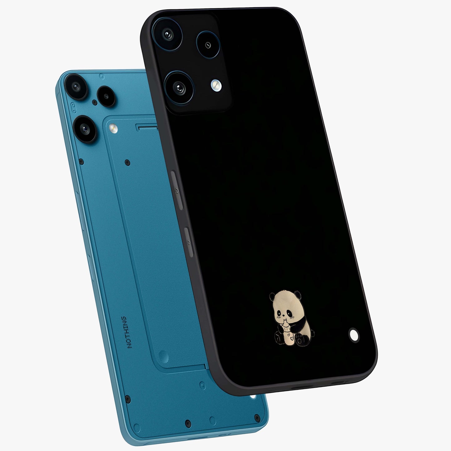 Midnight Panda Love Glass Case displayed in angled mockup highlighting adorable panda illustration with midnight aesthetic.