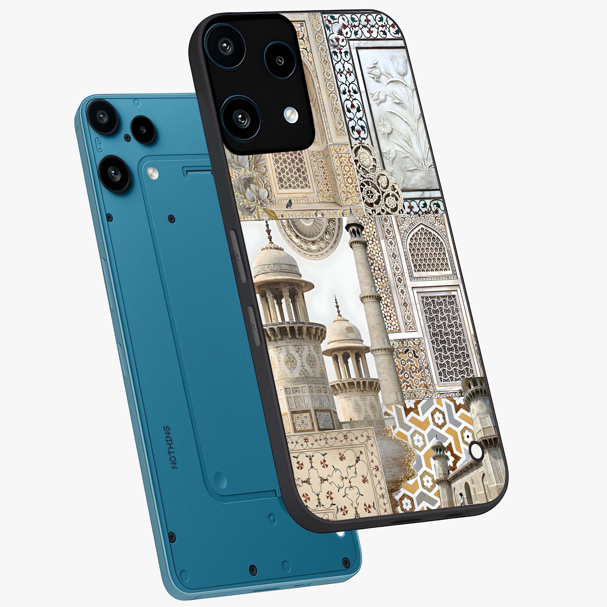 Mughal Marble Legacy Glass Case displayed in angled mockup highlighting elegant heritage marble artwork with royal aesthetic.