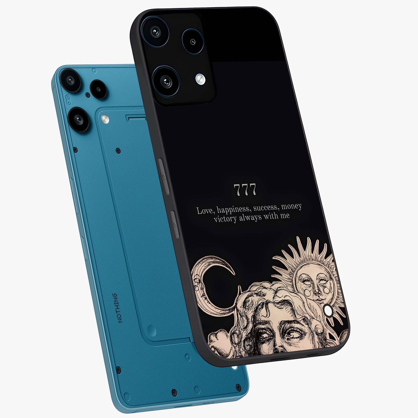 Mystic Victory Aura Glass Case displayed in angled mockup highlighting energetic aura design with bold mystical aesthetic.
