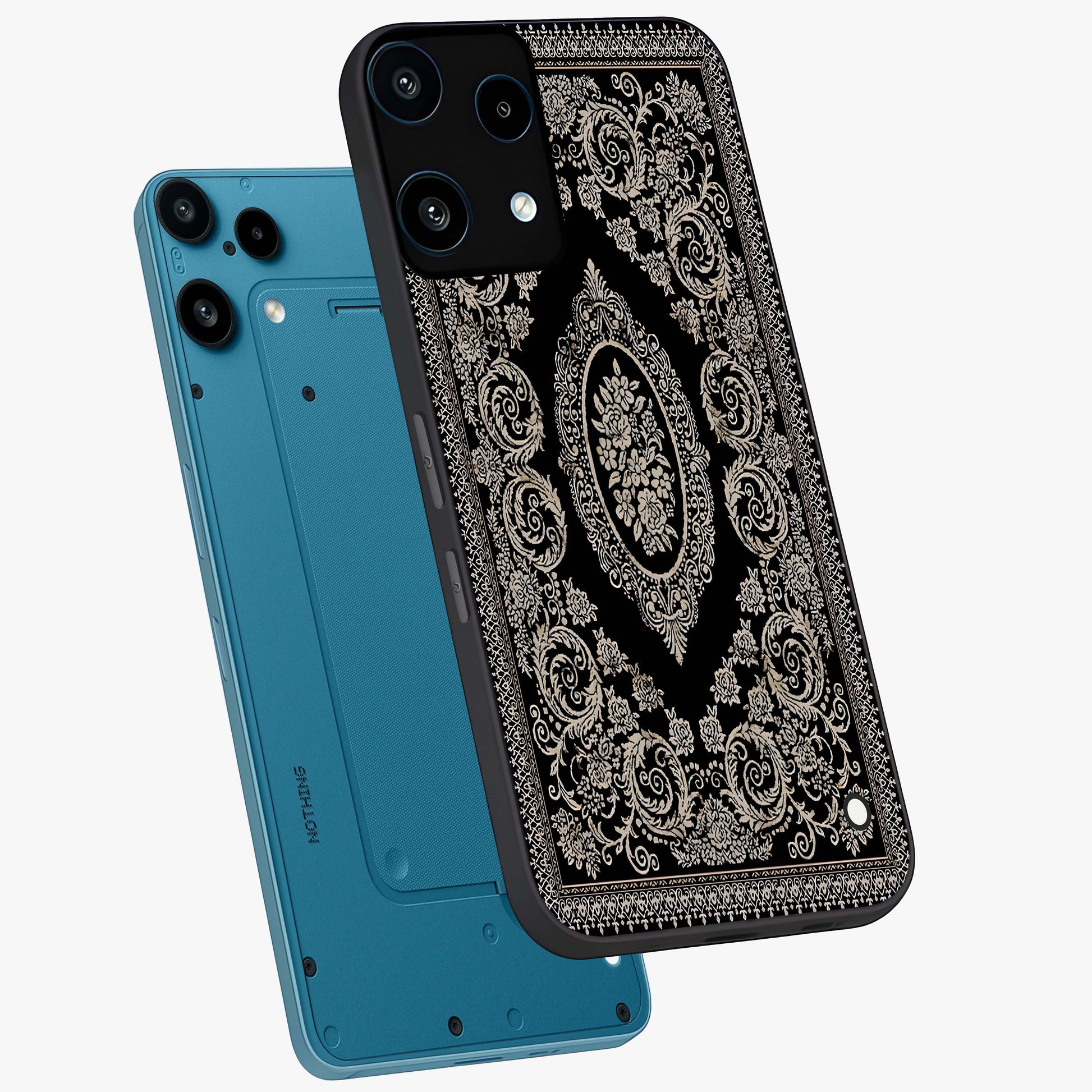 Noir Bloom Elegance Glass Case displayed in angled mockup highlighting refined flower design with stylish noir aesthetic.