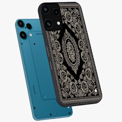 Noir Bloom Elegance Glass Case displayed in angled mockup highlighting refined flower design with stylish noir aesthetic.
