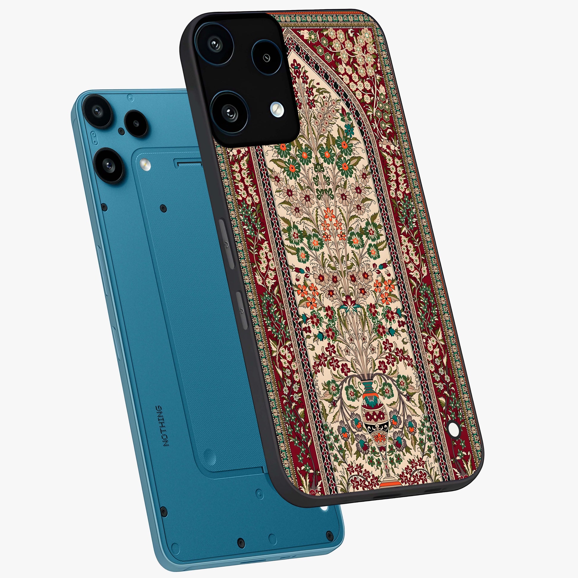 Persian Inspired Glass Case displayed in angled mockup highlighting intricate traditional design with elegant cultural aesthetic.