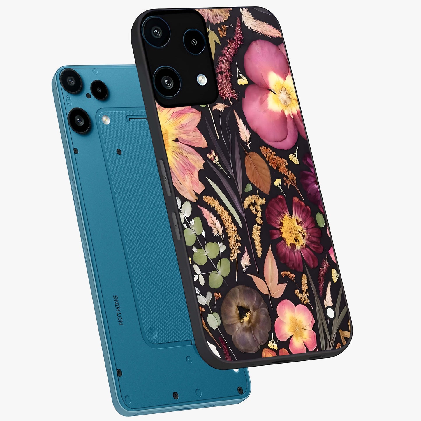 Petal Dream Tapestry Glass Case displayed in angled mockup highlighting decorative petal pattern with elegant botanical aesthetic.