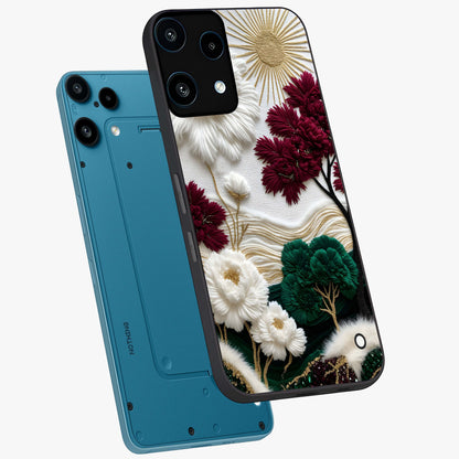 Radiant Bloom Elegance Glass Case displayed in angled mockup highlighting graceful floral design with radiant aesthetic style.