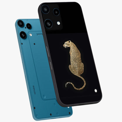 Regal Leopard Glass Case displayed in angled mockup highlighting powerful animal illustration with stylish wild aesthetic.