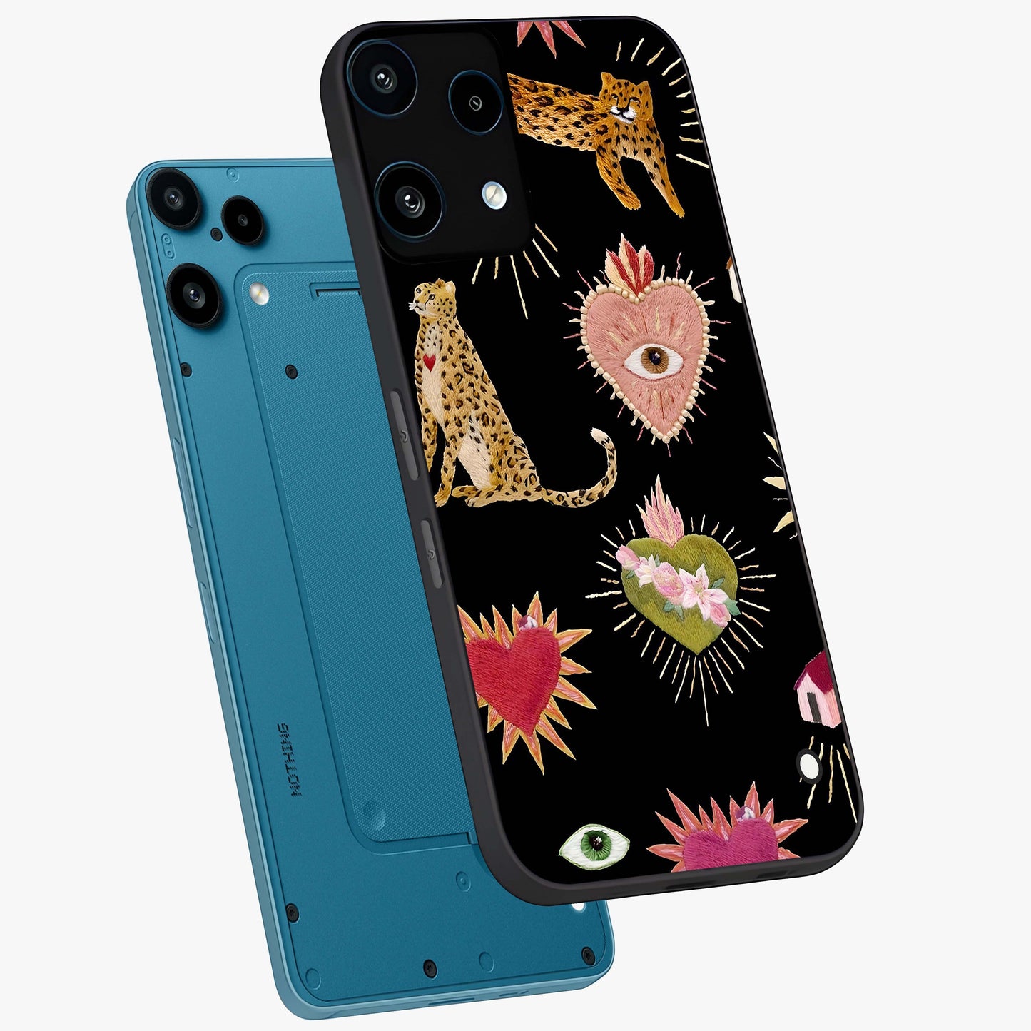 Sacred Jungle Heart Glass Case displayed in angled mockup highlighting lush tropical design with natural aesthetic style.