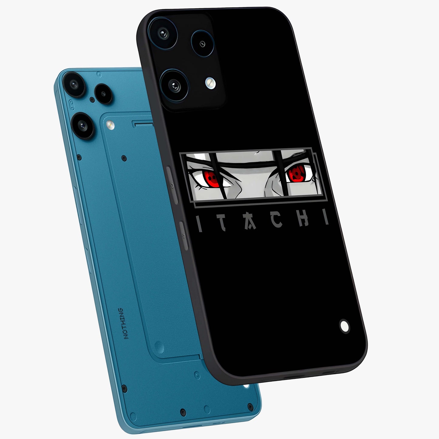 Scarlet Gaze Dominance Glass Case displayed in angled mockup highlighting intense visual design with bold scarlet aesthetic.