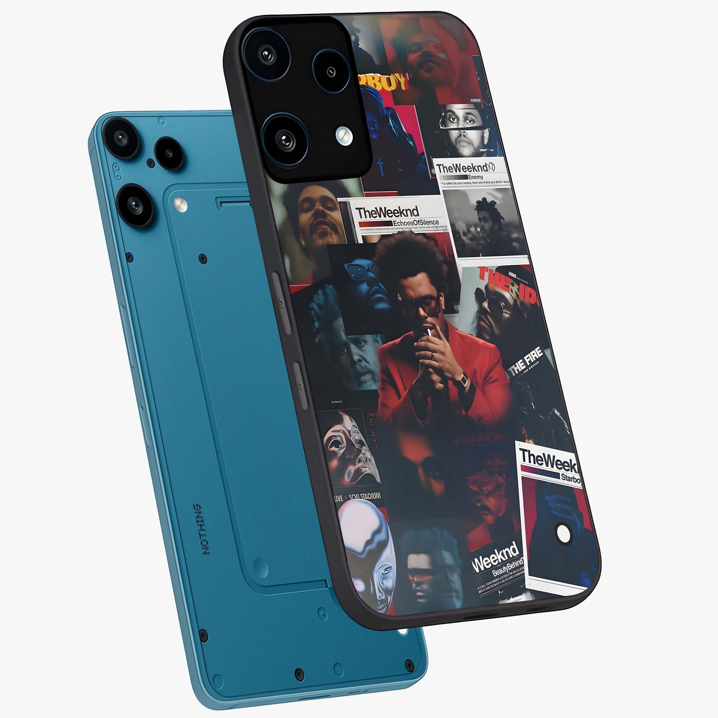 The Weeknd Glass Case displayed in angled mockup highlighting stylish pop culture inspired design with modern aesthetic.