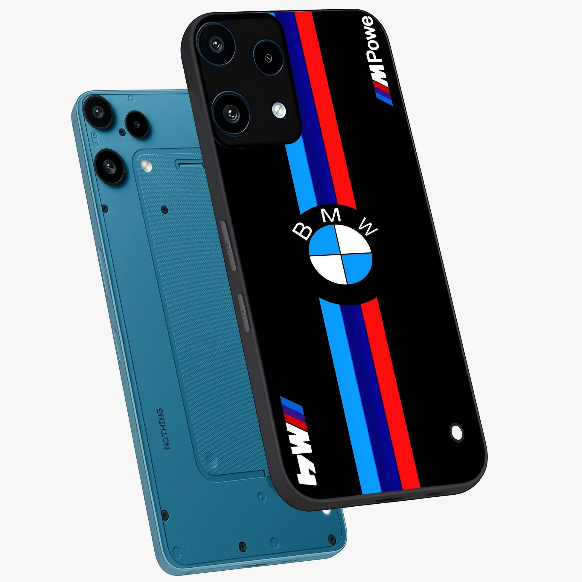 Turbo BMW Beast Glass Case displayed in angled mockup highlighting sleek racing car design with bold automotive aesthetic.