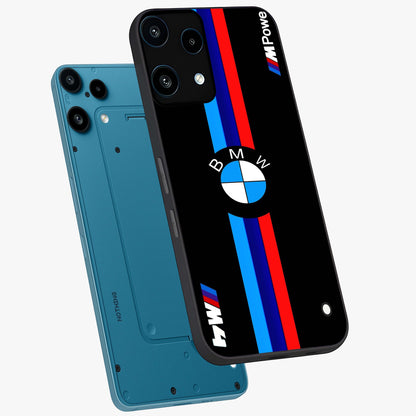 Turbo BMW Beast Glass Case displayed in angled mockup highlighting sleek racing car design with bold automotive aesthetic.