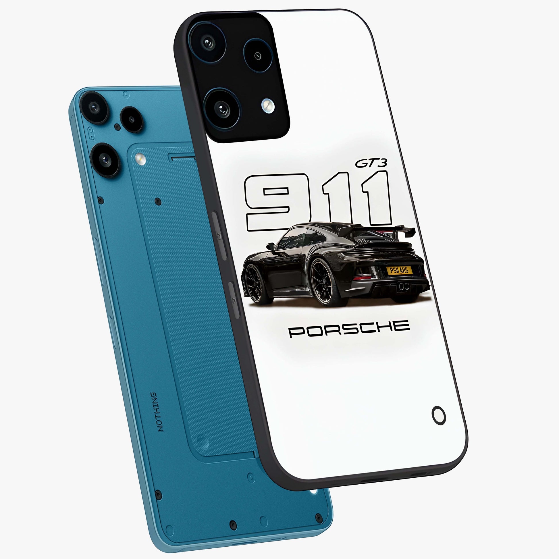 Turbo Legacy Icon Glass Case displayed in angled mockup highlighting dynamic automotive design with performance aesthetic.