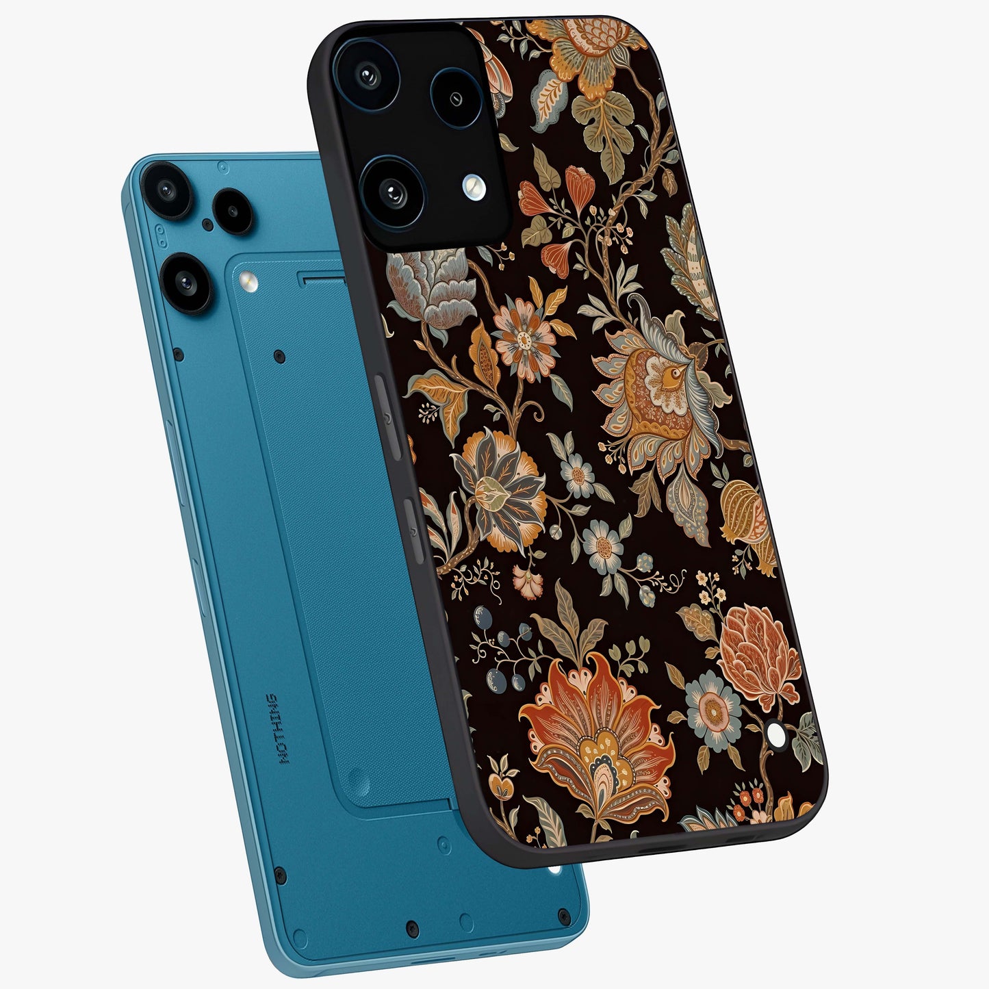 Vintage Floral Dream Glass Case displayed in angled mockup highlighting elegant vintage flower design with soft aesthetic style.