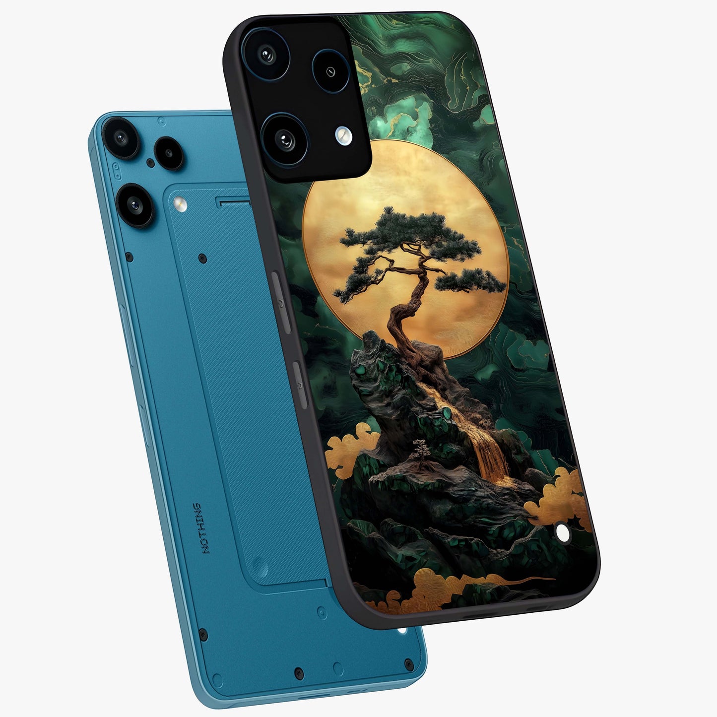 Zen Moon Rise Glass Case displayed in angled mockup highlighting peaceful lunar design with zen aesthetic style.