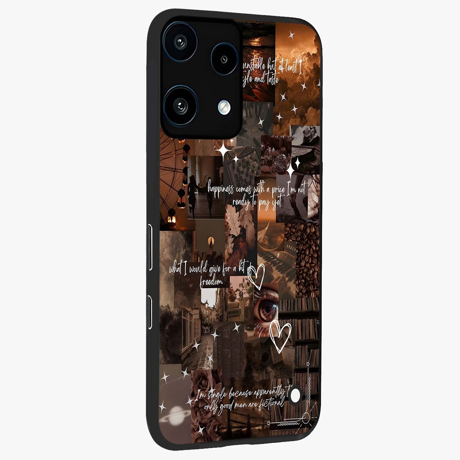 Bittersweet Aesthetic Chaos Glass Case upright view showcasing bold artistic chaos design with modern aesthetic style.