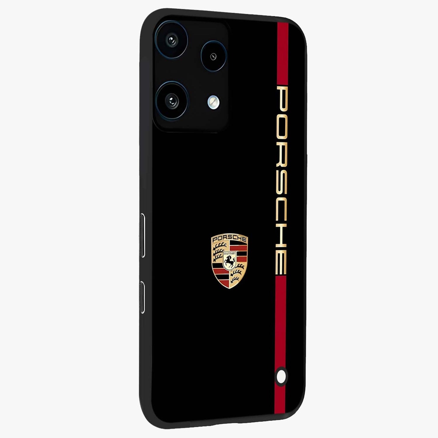 Black Minimal Porsche Glass Case upright view showcasing stylish automotive artwork with bold minimal theme.