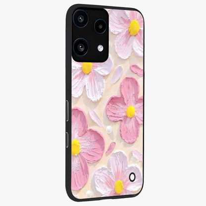 Blush Bloom Texture Glass Case upright view showcasing delicate blush floral texture with modern minimal style.