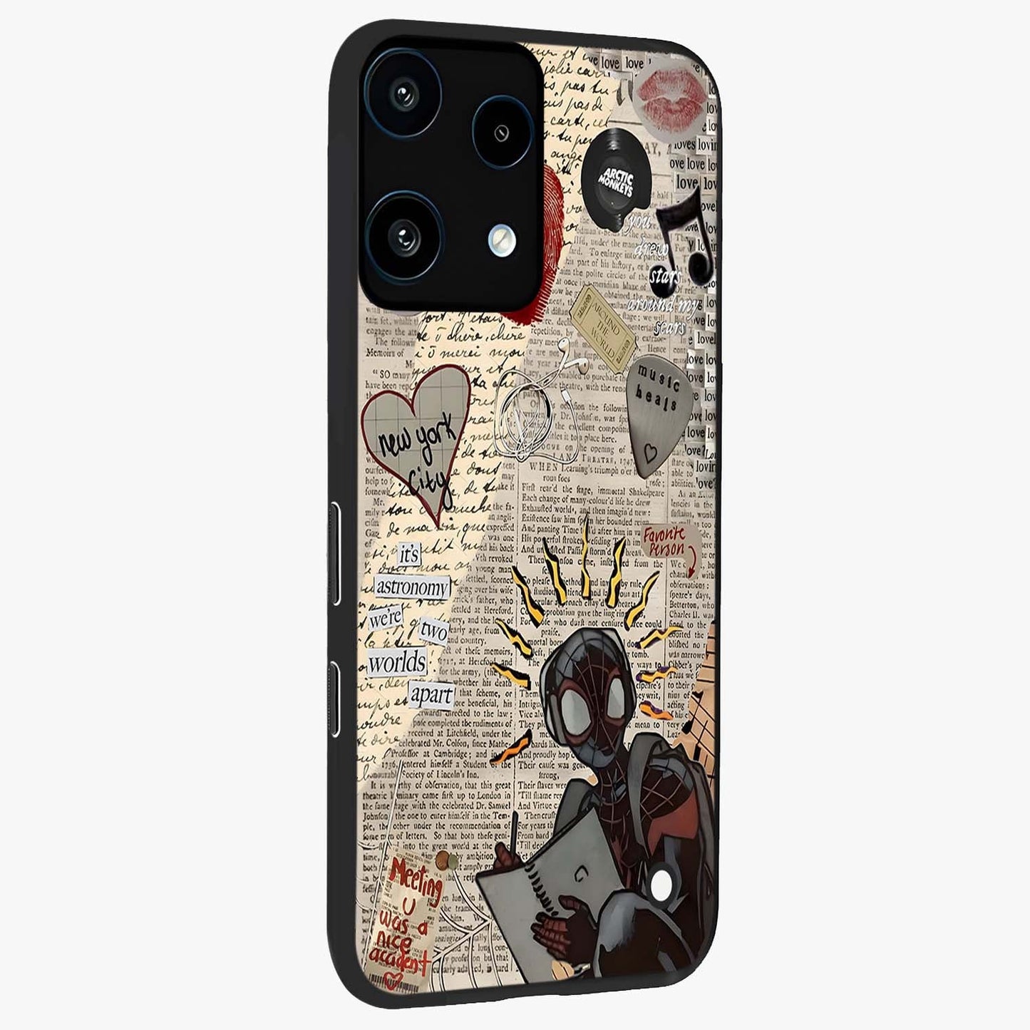 City Dream Sketch Glass Case upright view showcasing urban skyline artwork with stylish hand drawn design.