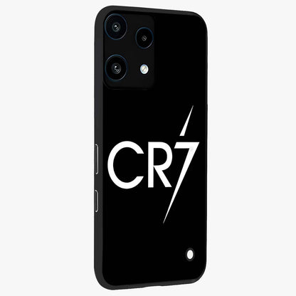 Cr7 Elite Strike Glass Case upright view showcasing energetic football inspired design with modern sports aesthetic.