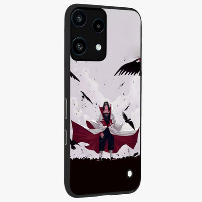 Crimson Crow Ascension Glass Case upright view showcasing dramatic crow artwork with bold gothic theme.