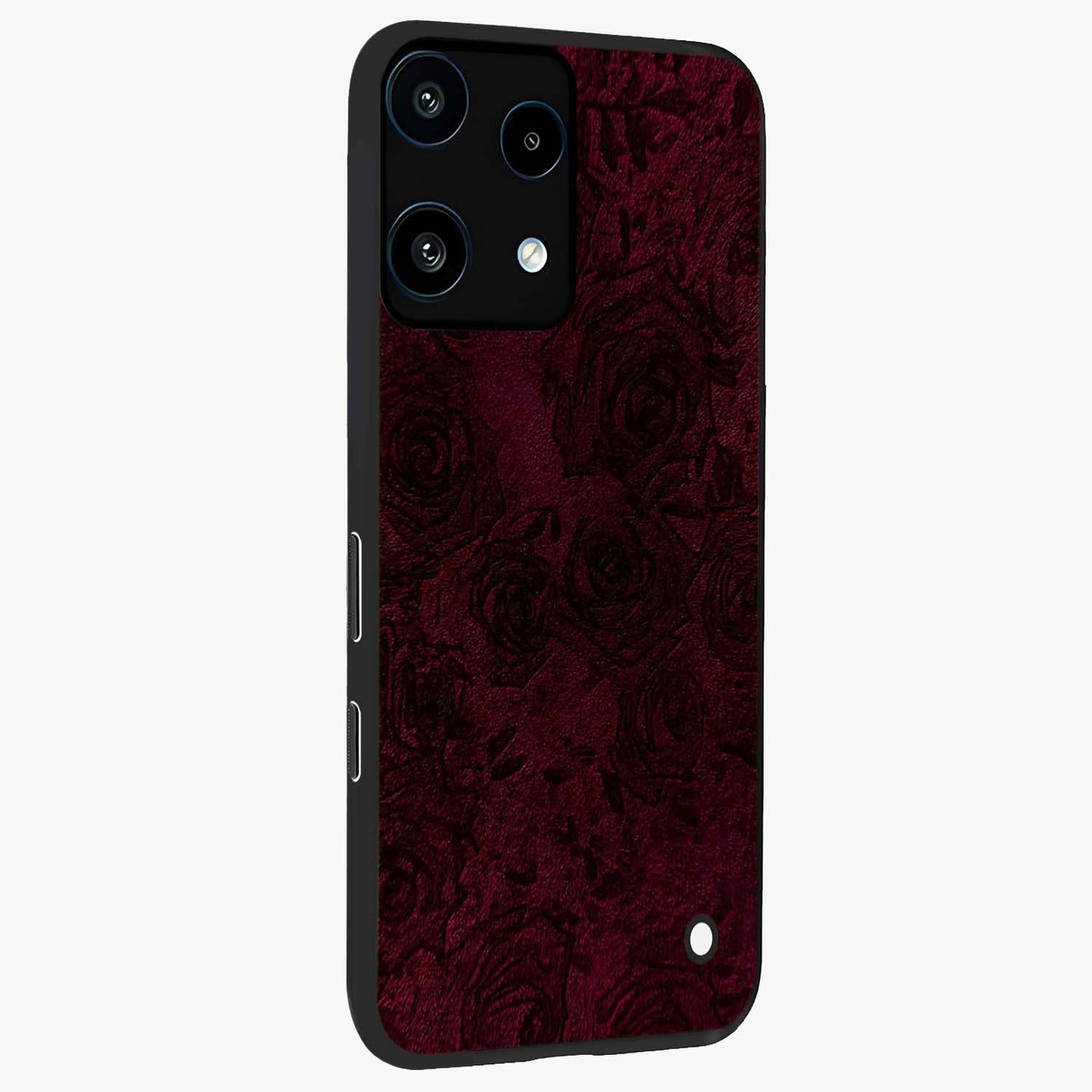 Crimson Fade Flow Glass Case upright view showcasing dynamic crimson flow artwork with stylish abstract theme.
