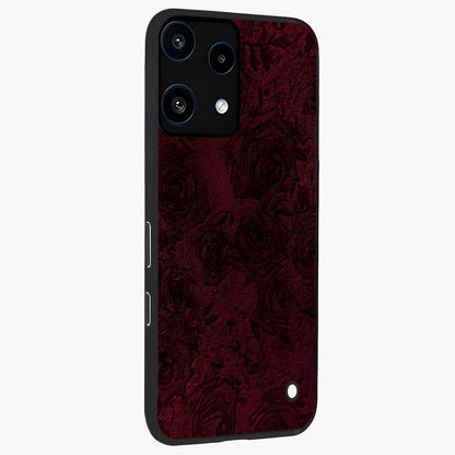 Crimson Fade Flow Glass Case upright view showcasing dynamic crimson flow artwork with stylish abstract theme.