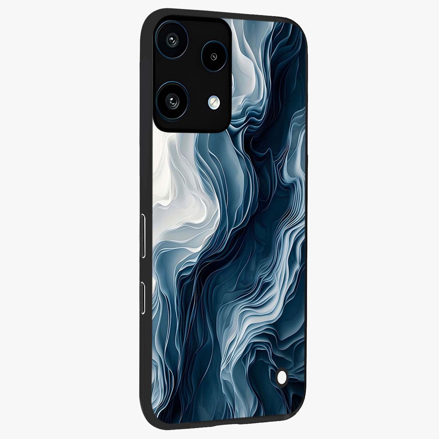 Ethereal Paper Marble Glass Case upright view showcasing smooth marble artwork with refined minimalist theme.