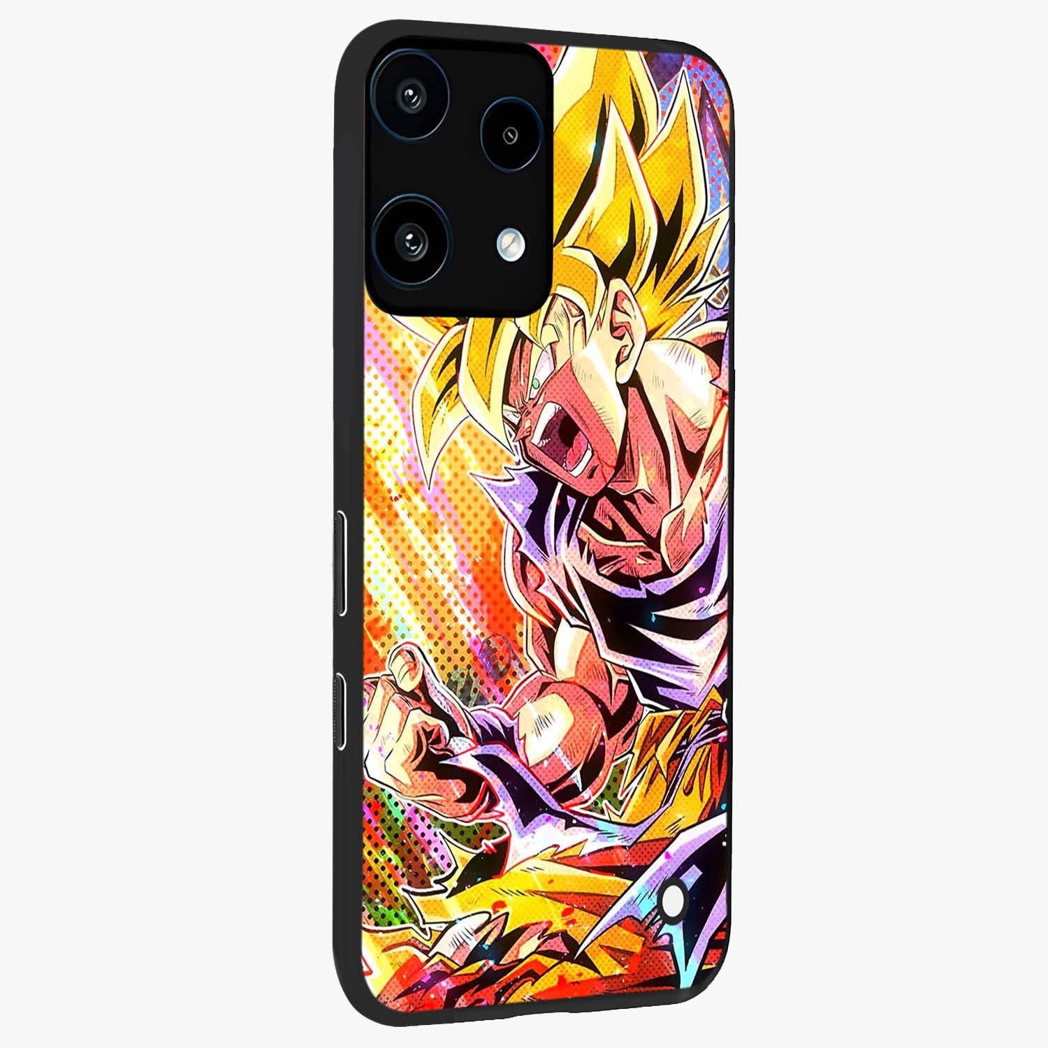 Firing Goku Glass Case upright view showcasing energetic anime artwork with bold warrior theme.