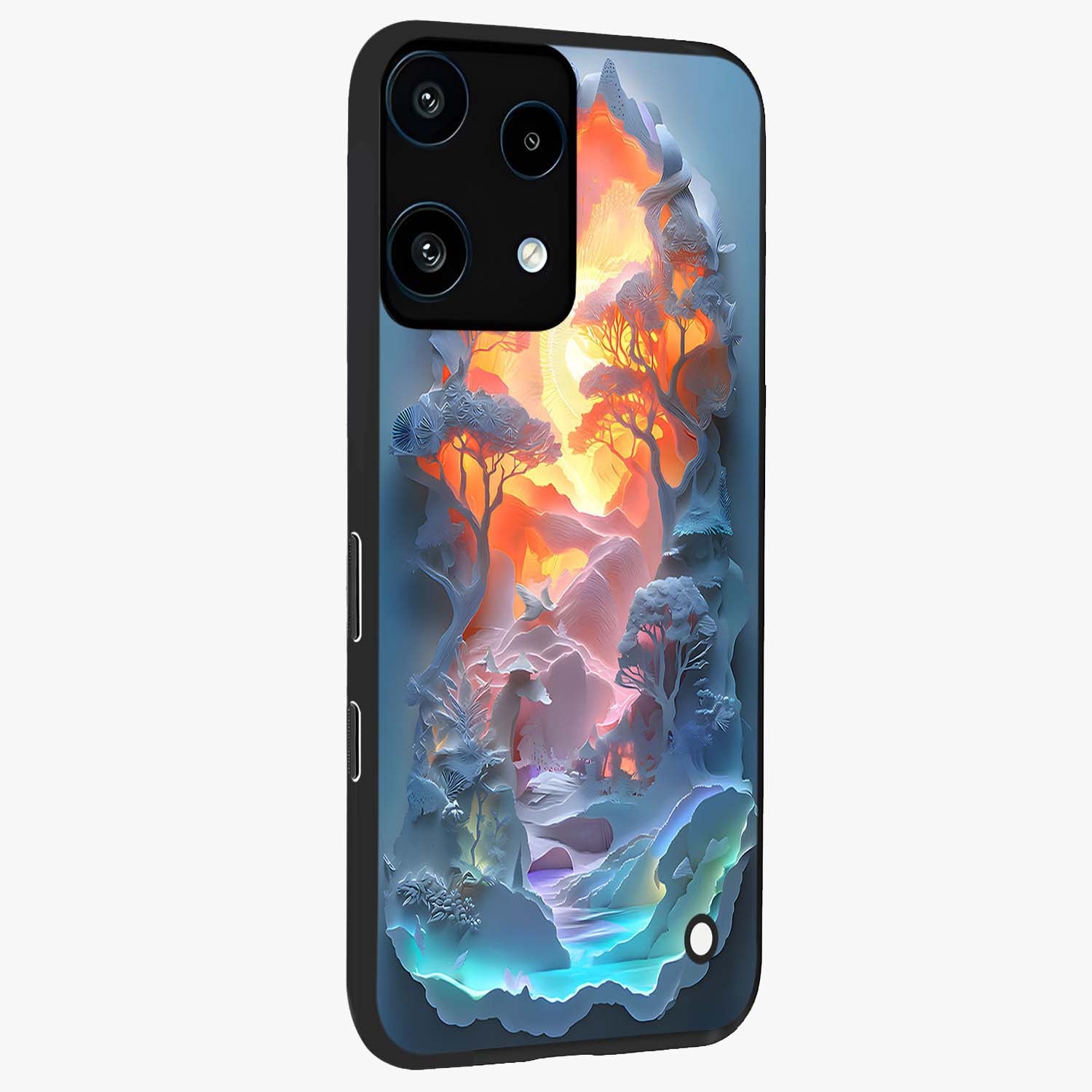 Glow Forest Portal Glass Case upright view showcasing enchanted forest portal artwork with fantasy nature theme.