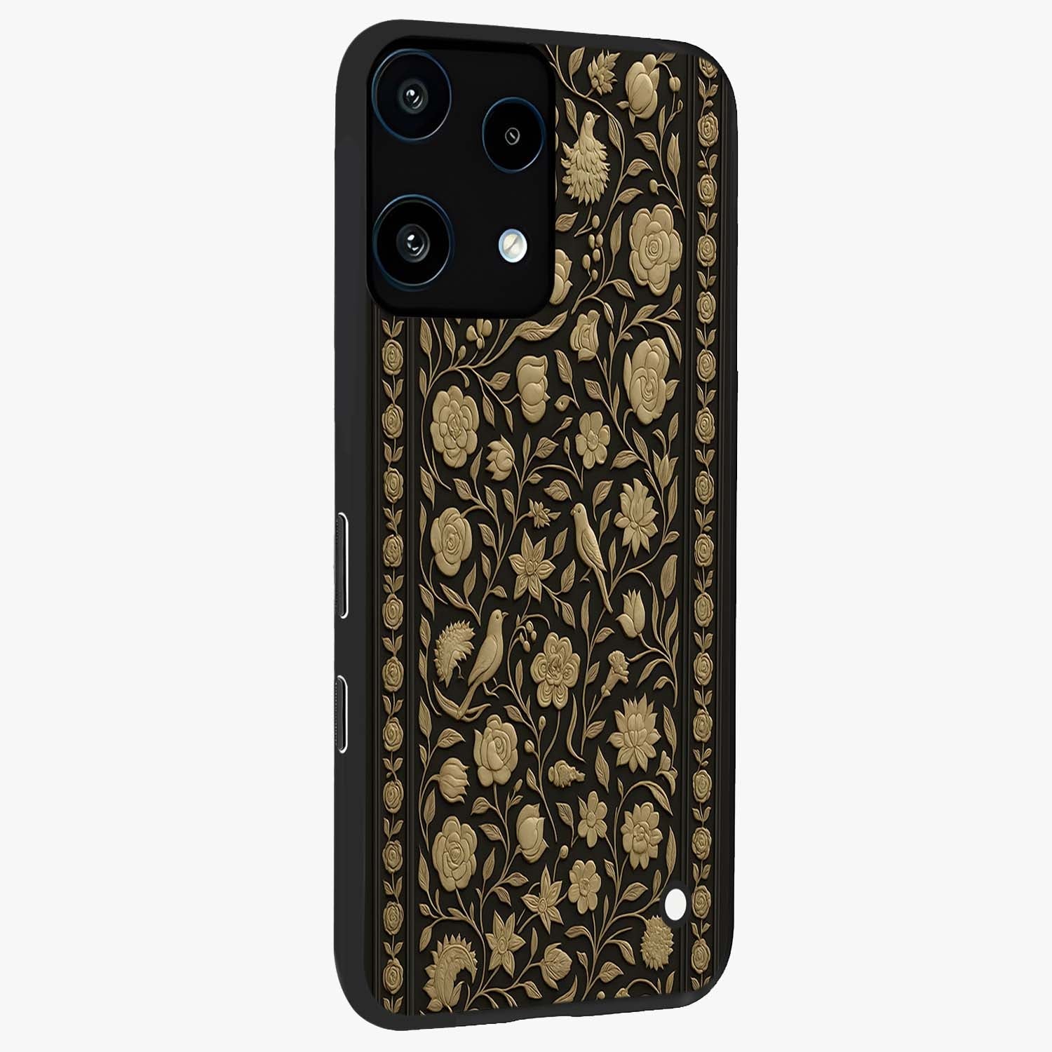 Golden Evil Eye Mandala Glass Case upright view showcasing decorative evil eye mandala artwork with spiritual aesthetic style.