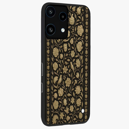 Golden Evil Eye Mandala Glass Case upright view showcasing decorative evil eye mandala artwork with spiritual aesthetic style.