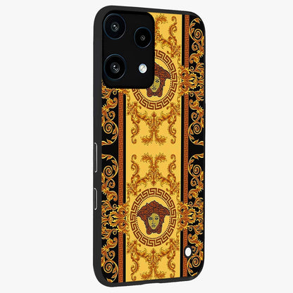 Golden Lotus Glow Glass Case upright view showcasing luminous lotus artwork with peaceful divine theme.