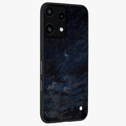 Lunar Veil Silence Glass Case upright view showcasing calm moon themed artwork with serene night atmosphere.