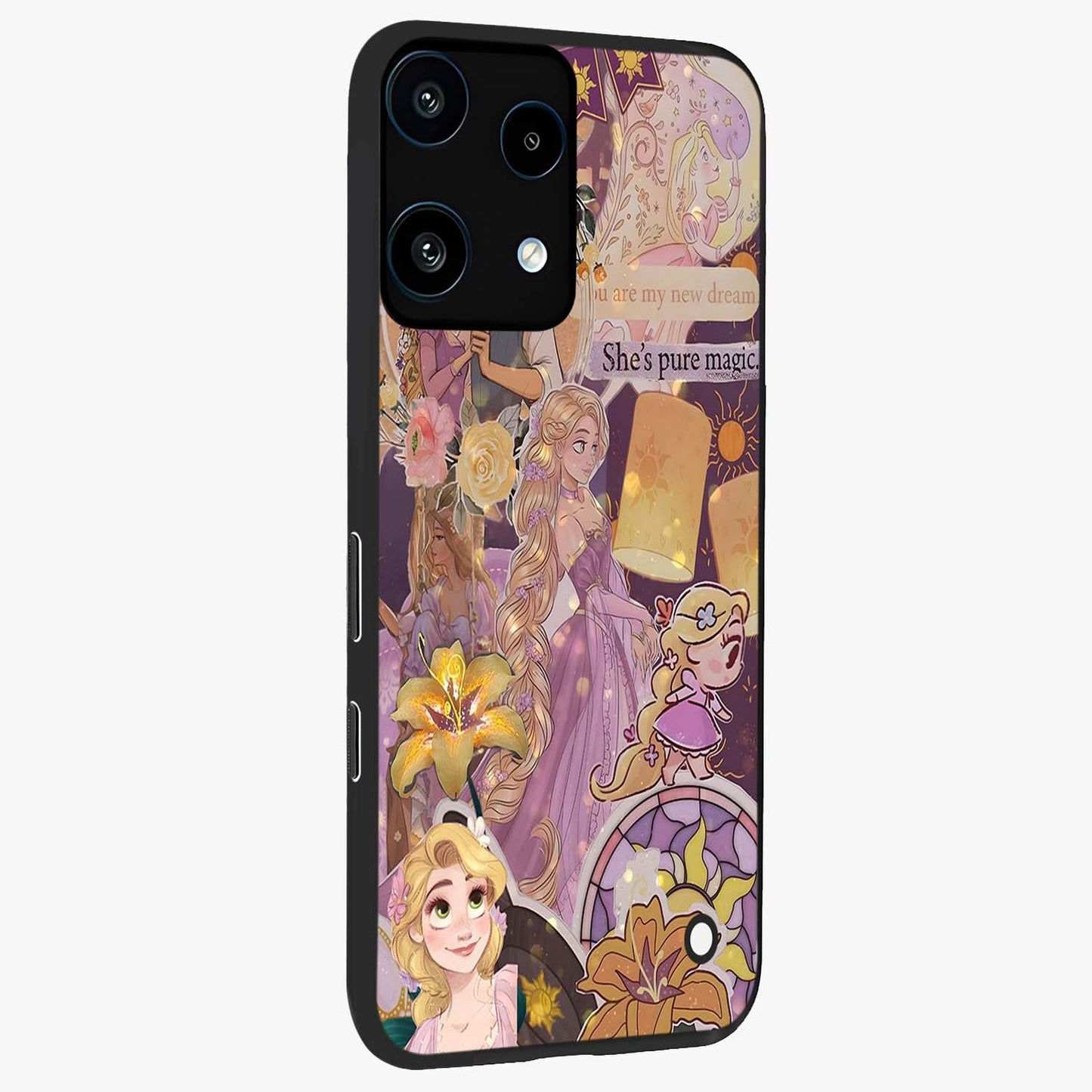 Magical Tangled Dream Glass Case upright view showcasing enchanting artistic artwork with dreamy fantasy theme.