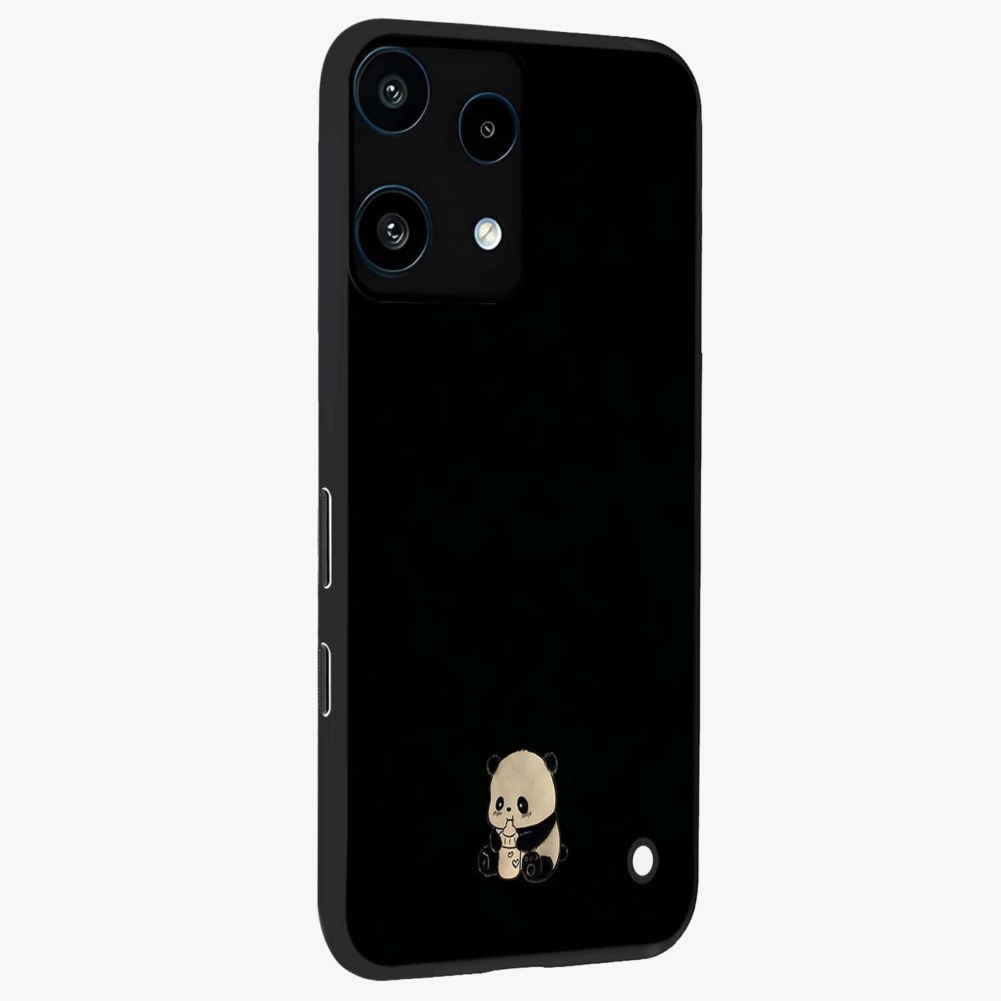 Midnight Panda Love Glass Case upright view showcasing charming panda artwork with playful romantic theme.