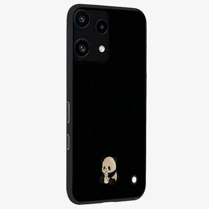 Midnight Panda Love Glass Case upright view showcasing charming panda artwork with playful romantic theme.