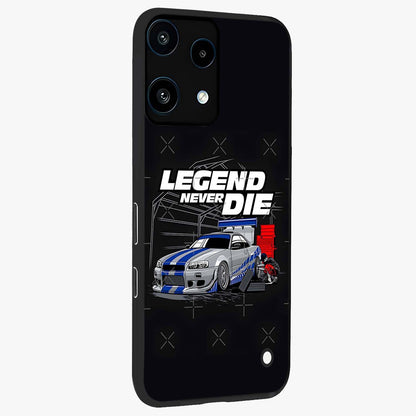 Midnight Racing Legacy Glass Case upright view showcasing powerful racing artwork with modern sports theme.