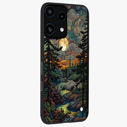 Moonlight Forest Dream Glass Case upright view showcasing magical forest artwork with calm night theme.