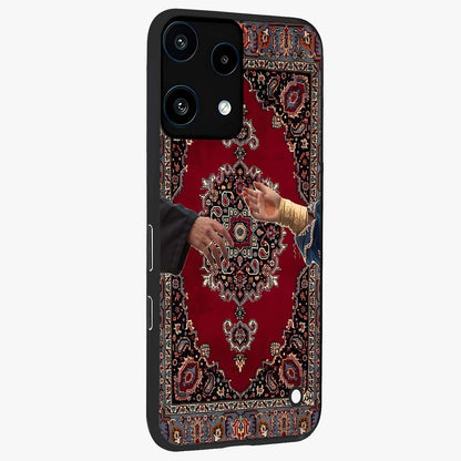 Royal Touch Reach Glass Case upright view showcasing stylish royal inspired artwork with graceful theme.