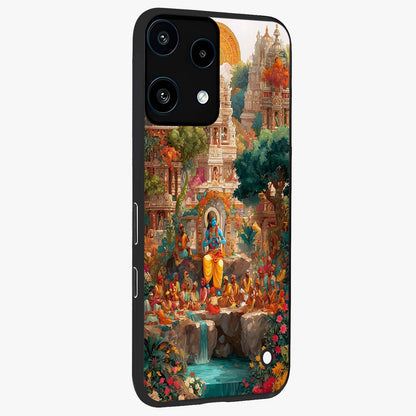 Sacred Sunlight Gods Glass Case upright view showcasing glowing divine artwork with sacred mythological theme.