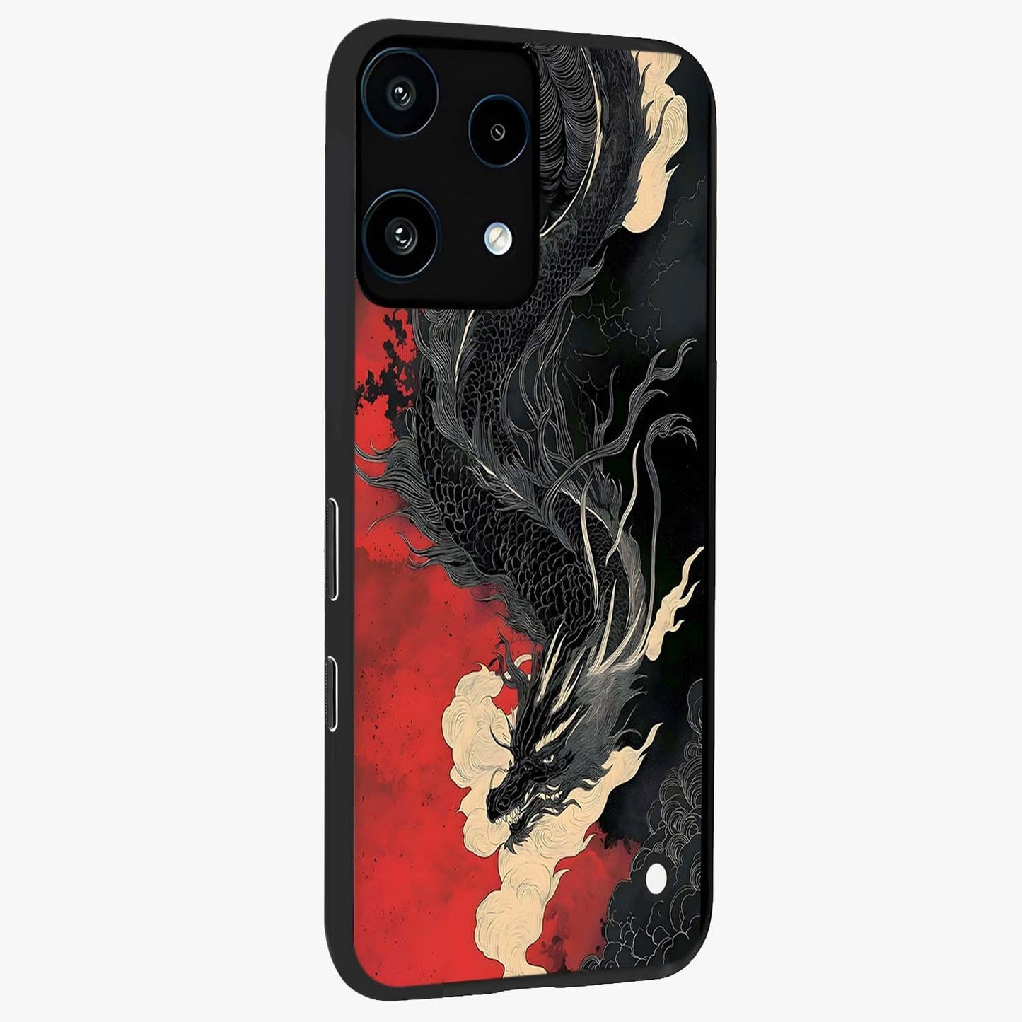 Shadow Dragon Fury Glass Case upright view showcasing intense dragon artwork with dramatic shadow theme.