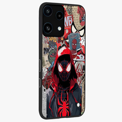 Spider Collage Street Glass Case upright view showcasing bold superhero artwork with urban street theme.