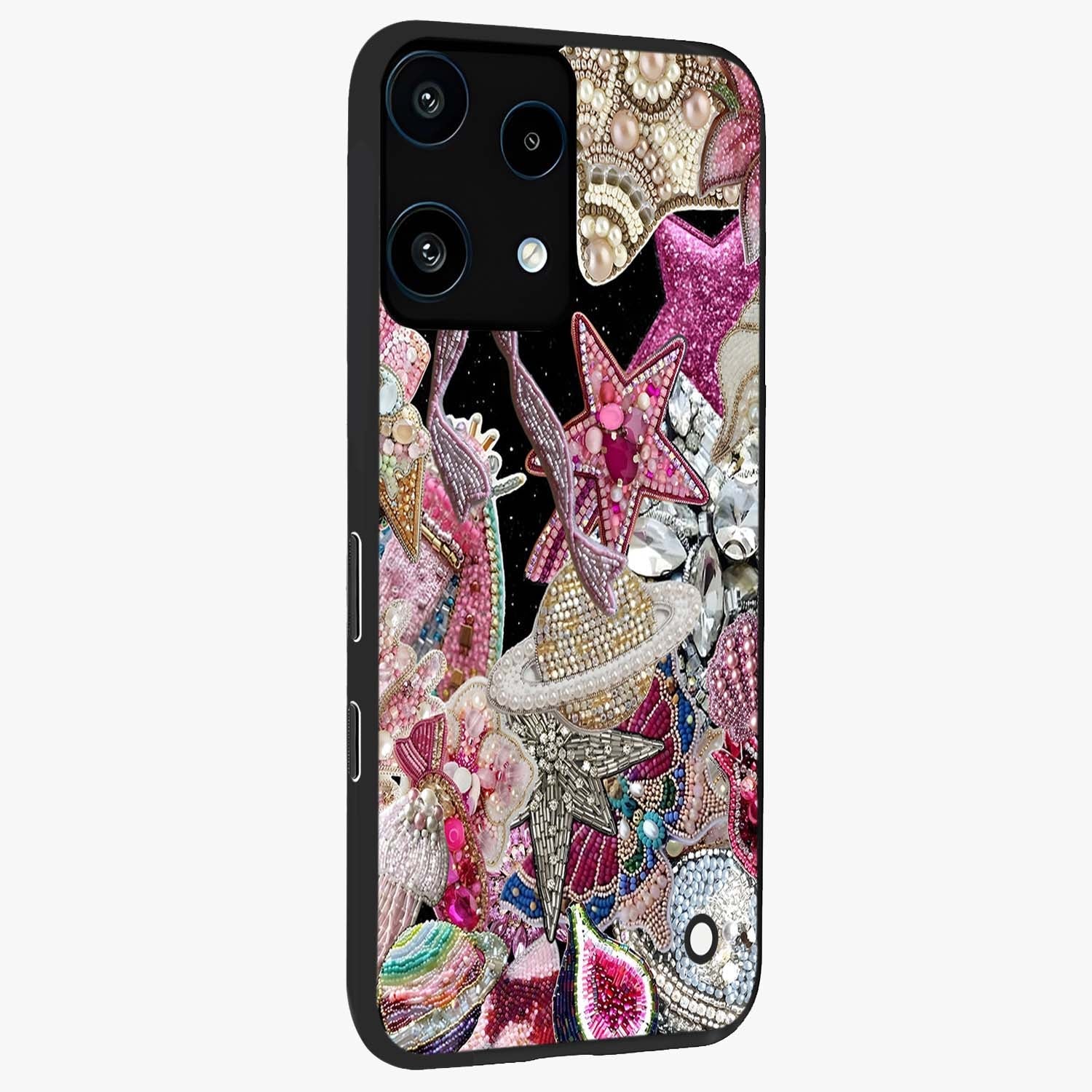 Starlit Jewel Dream Glass Case upright view showcasing radiant star inspired artwork with magical night theme.