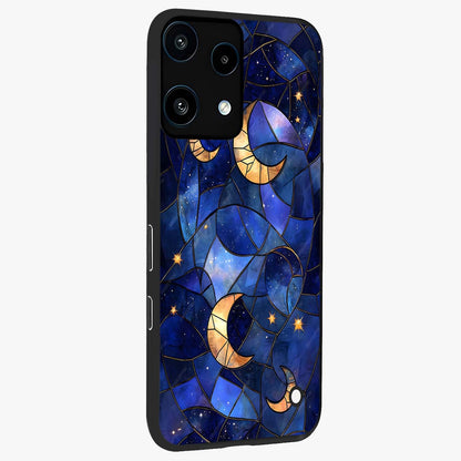 Starlit Sky Tapestry Glass Case upright view showcasing elegant starry sky artwork with cosmic decorative theme.