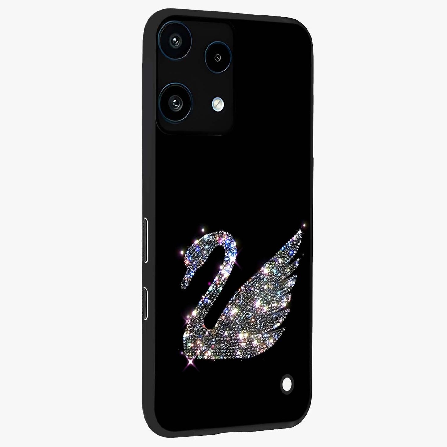 Starlit Swan Grace Glass Case upright view showcasing beautiful swan artwork with peaceful night themed design.
